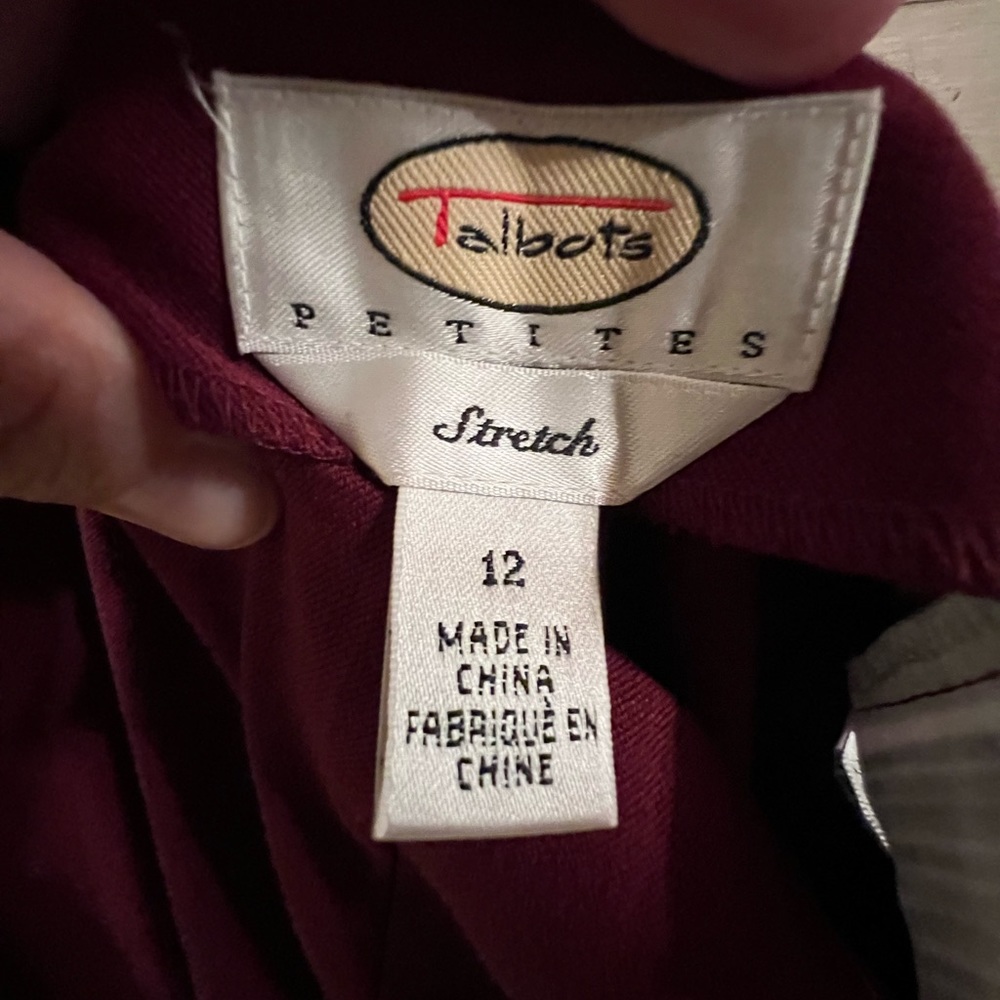 Talbots Rich Burgundy Women’s Pants 12P